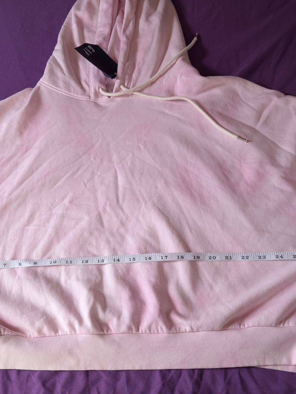 NWT GAP Tie Dye Soft Pink Cropped Hoodie with Drawstring - Picture 6 of 7